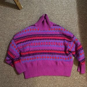 RAG & BONE Willow Fair Isle wool turtleneck sweater in Violet size X-Large
